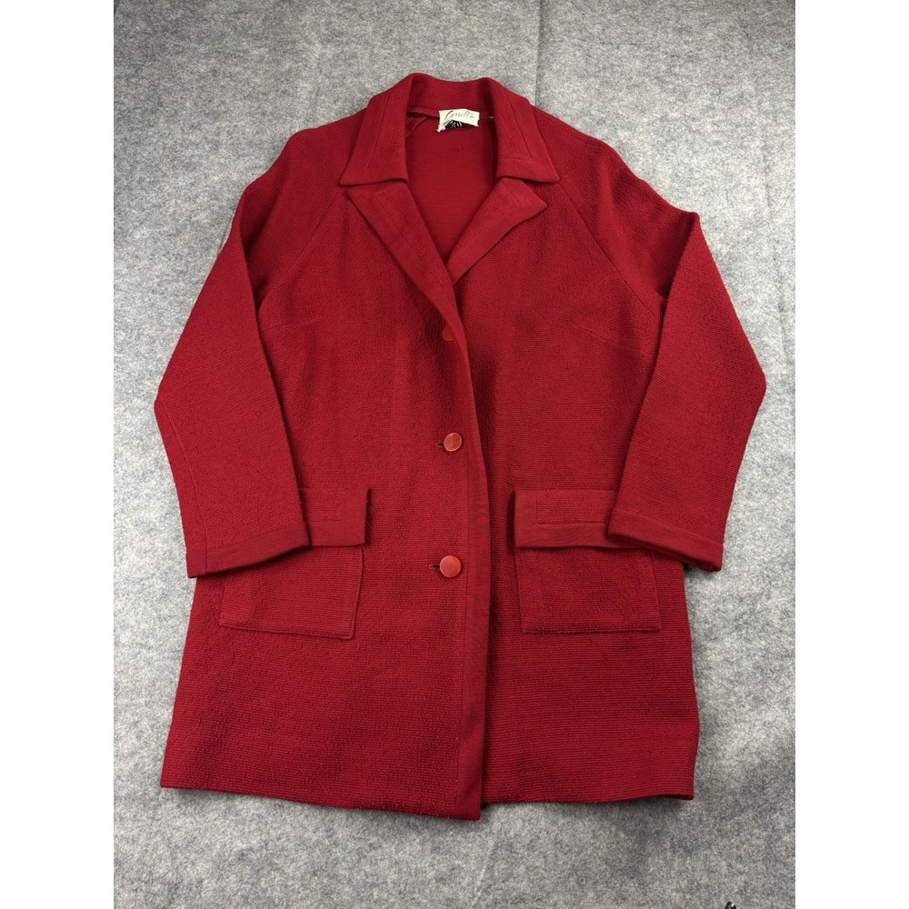 VTG Carroll's Butte Knit 100%‎ Wool Jacket Trench Red Women's L? Old Money SEE